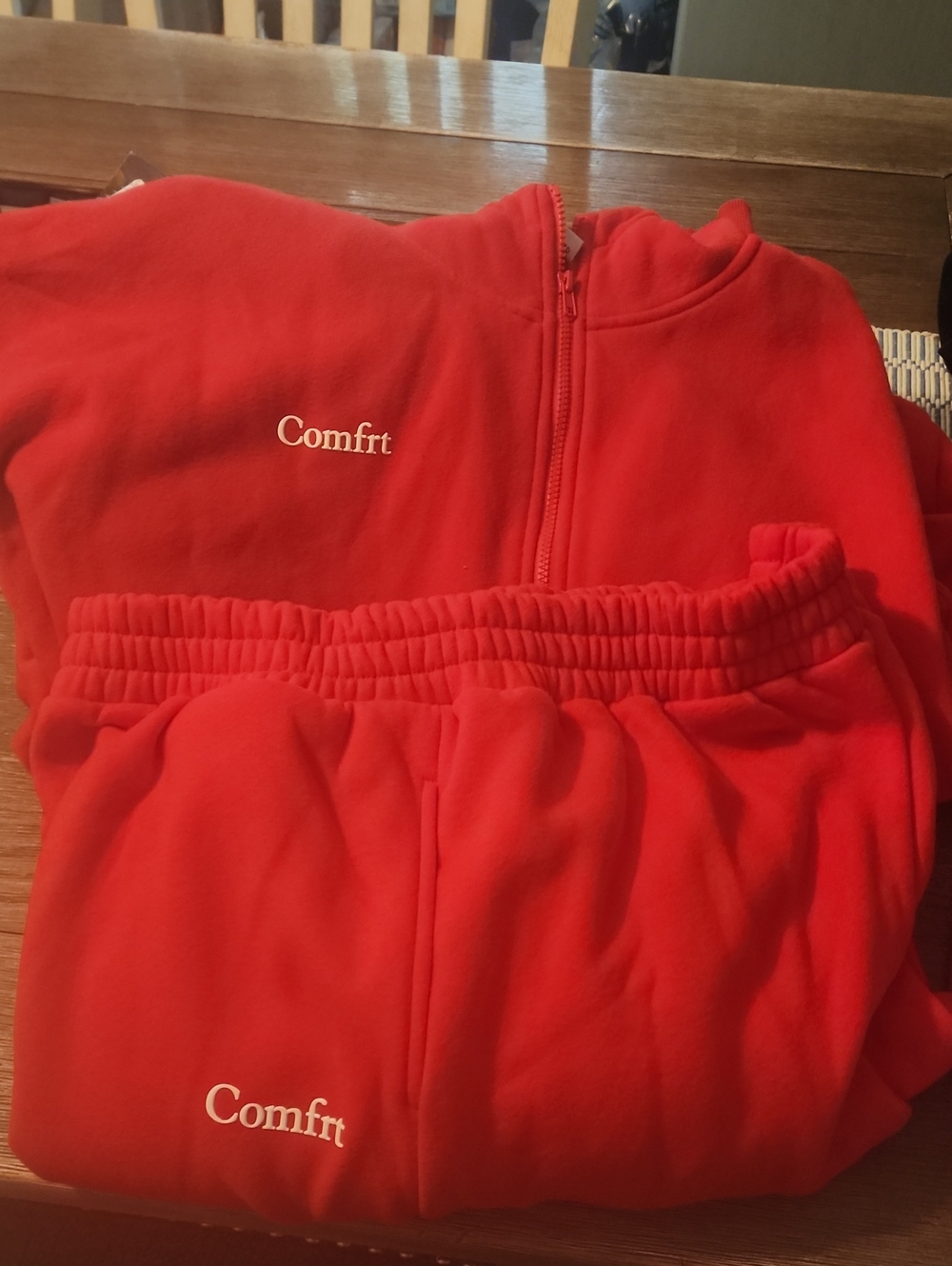 Comfrt Women's Red Zip Hoodie Sweatshirt